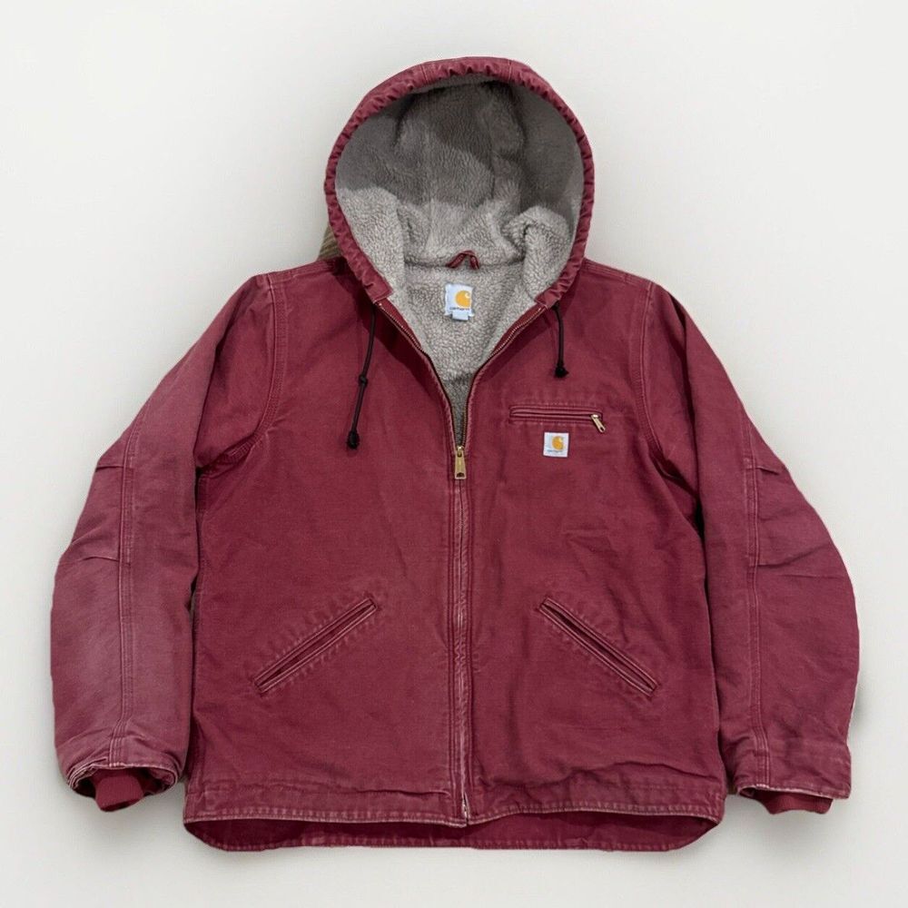 Carhartt Sierra Jacket Womens L Sherpa‎ Lined WJ141 Red Cherrystone Workwear